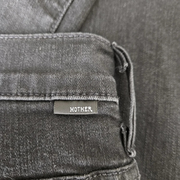 Mother Insider Crop Step Fray Jeans Not Guilty Black Mid Rise Denim - Picture 5 of 9